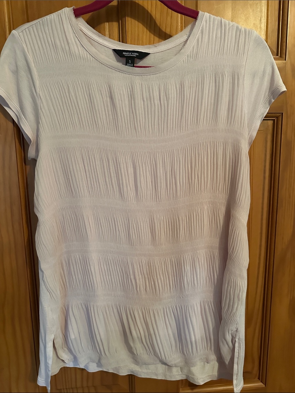 Simply Vera Vera Wang pale pink Pleated Short-Sleeve Tee